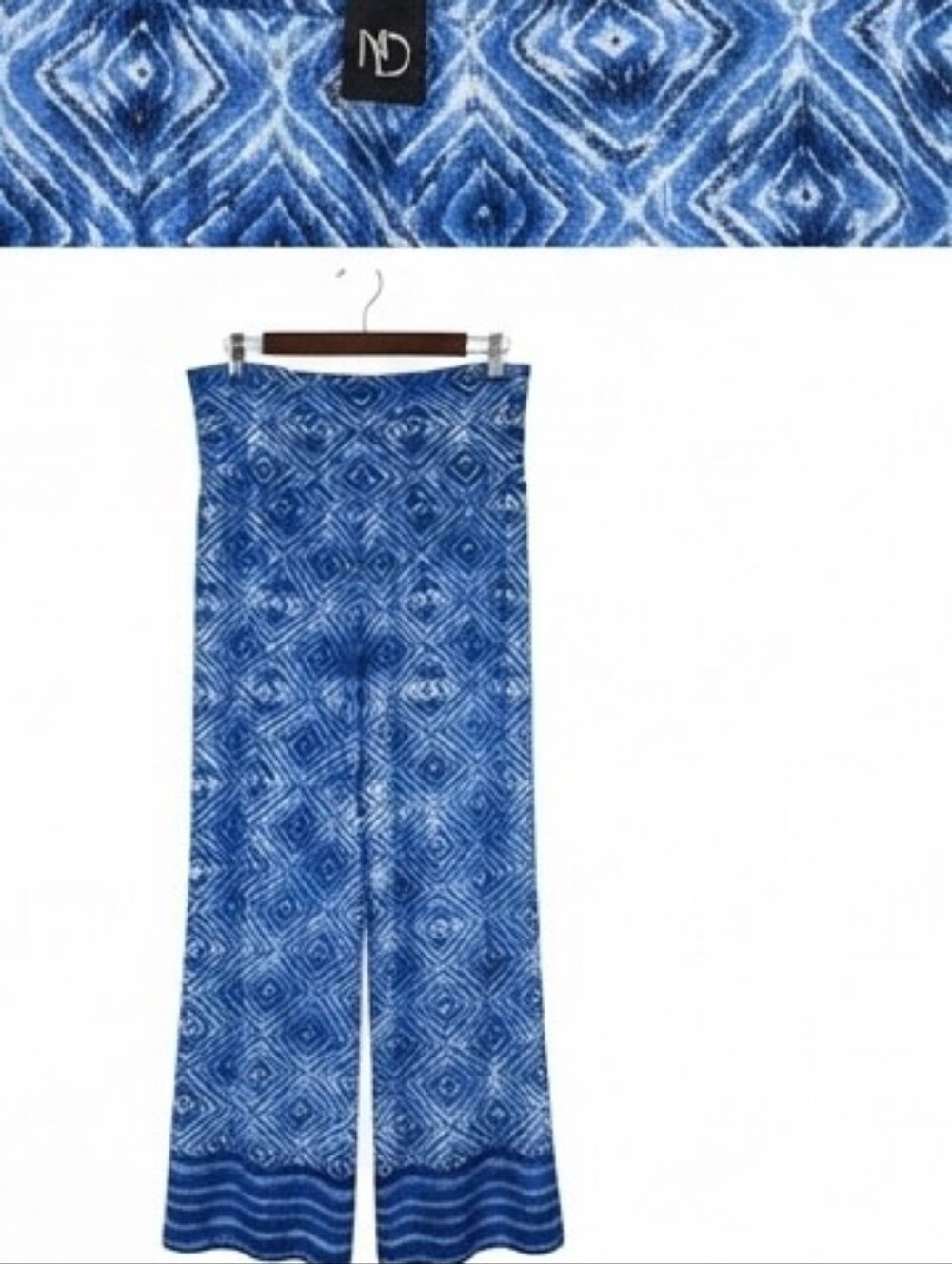 New directions Blue Geometric Wide-Leg Jeans